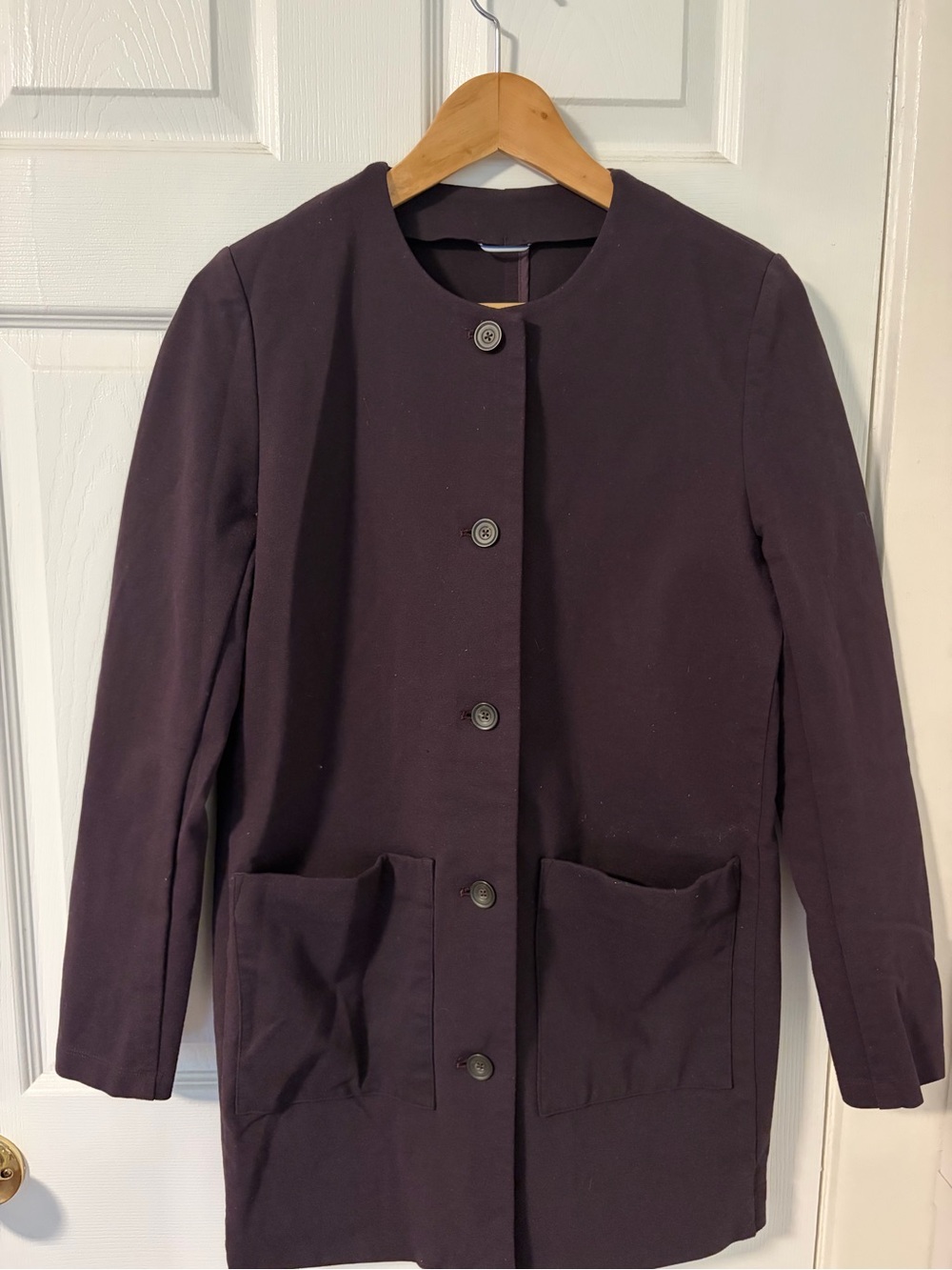 Kit and Ace Plum Collarless Button-Front Jacket